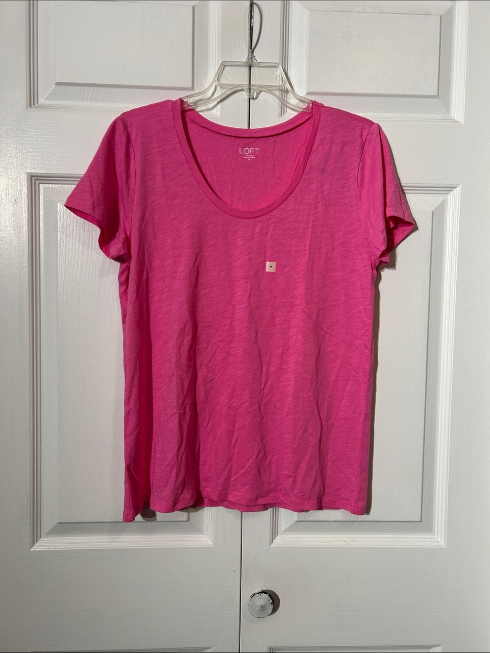 NWT LOFT Outlet Pink Solid Scoop Neck Short Sleeve Cotton Tee Size M Medium